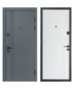 Входная дверь Булат модель К-61 квадра мод.172 графит матовый/белая шагрень (квартирный тип)